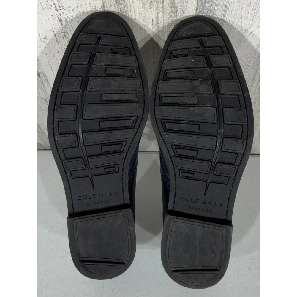 Cole Haan Grand OS Oxford 11 M Navy‎ Blue Leather Lace Up Dress Shoes READ